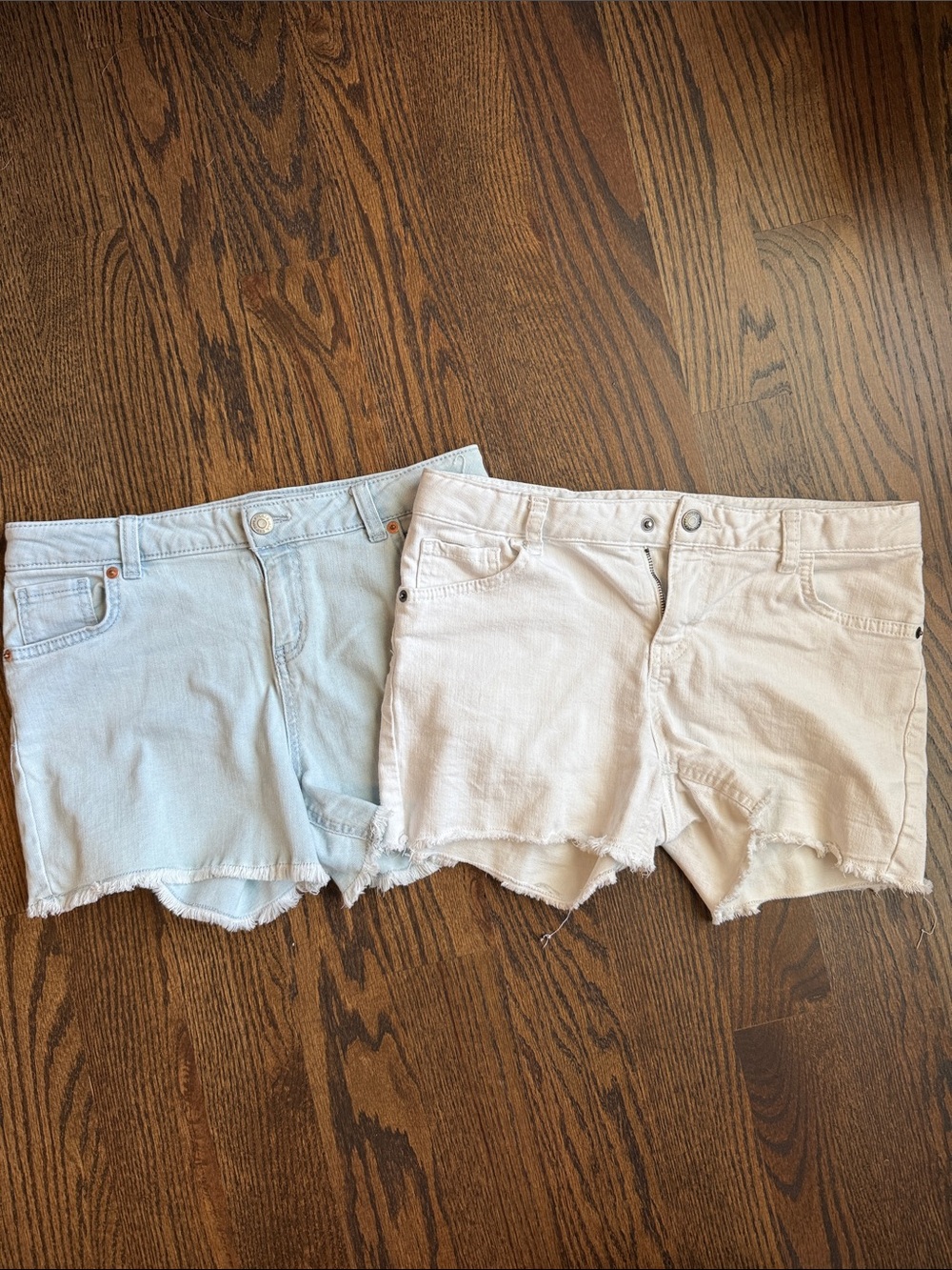 Cat & Jack Light Blue and Cream Denim Cutoff Shorts Duo